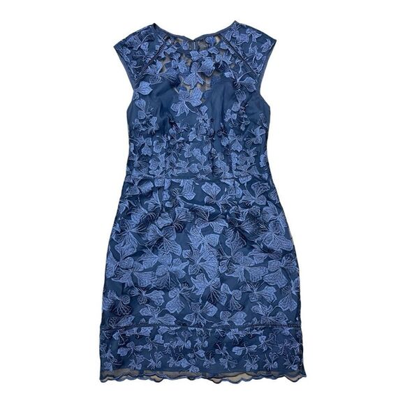Trina Turk Blue Sizzling Sleeveless Embroidered Dress Sz 6 Feminine Cocktail - Picture 8 of 8